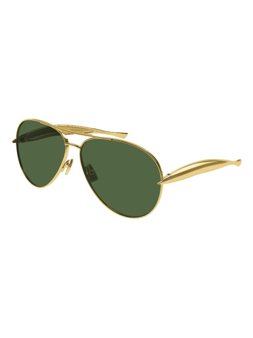 New Bottega Veneta Unisex Sunglasses Gold Square Green Lens Metal Frame BV1305S